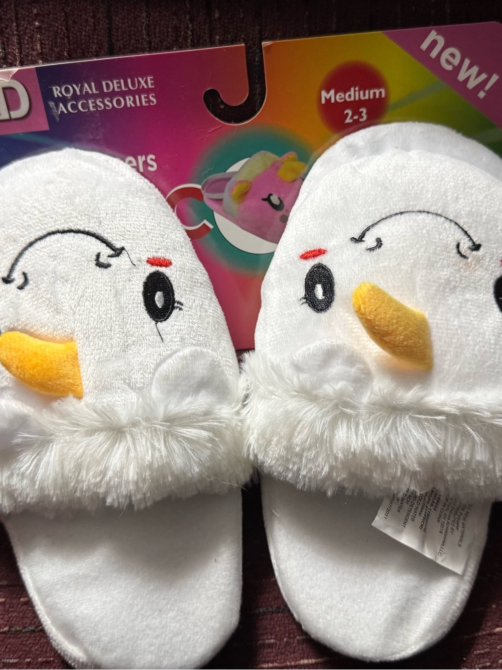NWT Royal Deluxe Kids Unicorn Plush Slippers - Medium (2-3)